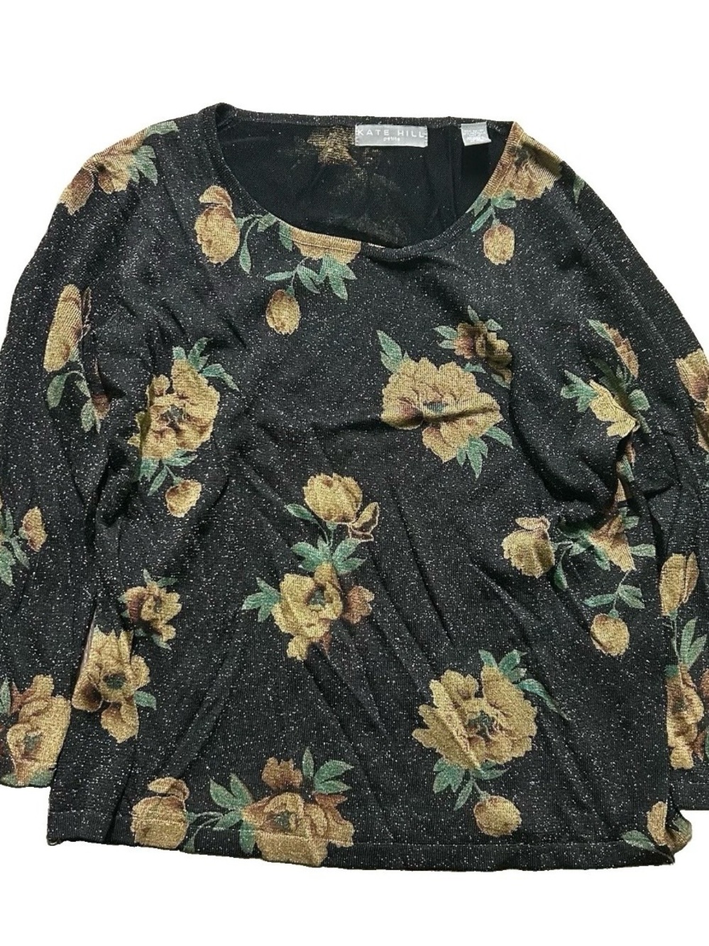 Women’s Kate Hill Petite Floral Long Sleeve Blouse Size PL Petite Large
